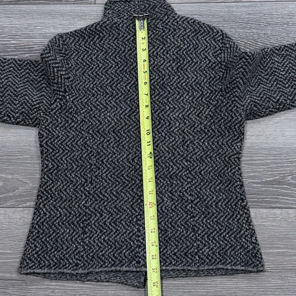 Eileen Fisher Wool Alpaca Herringbone Moto Jacket‎ PS Moon Gray Asymmetrical Zip